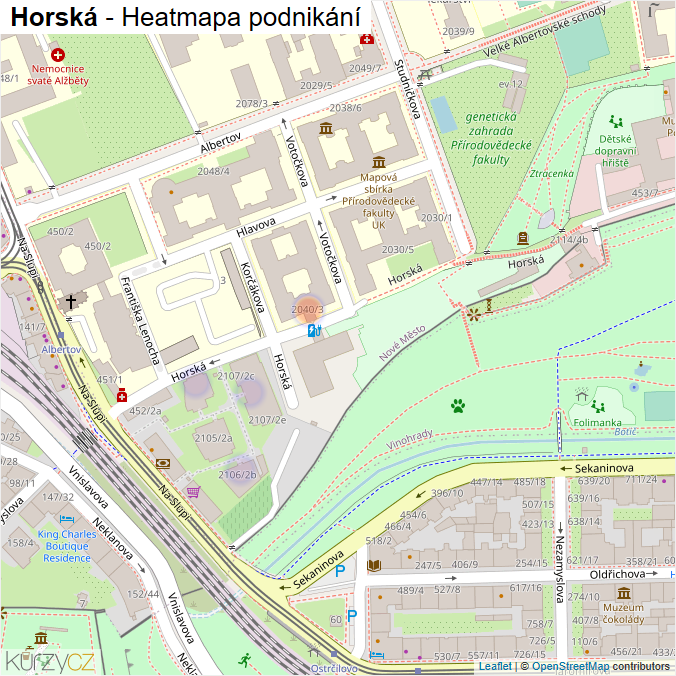 Mapa Horská - Firmy v ulici.