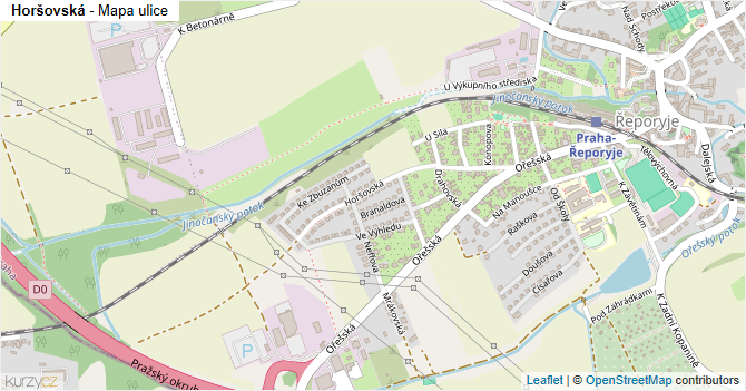 Horšovská - mapa ulice