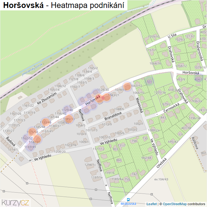 Mapa Horšovská - Firmy v ulici.