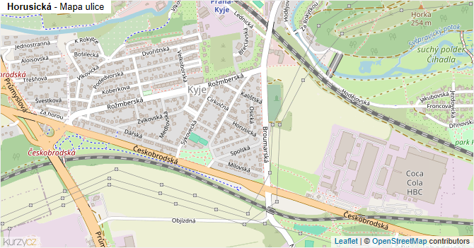 Horusická - mapa ulice