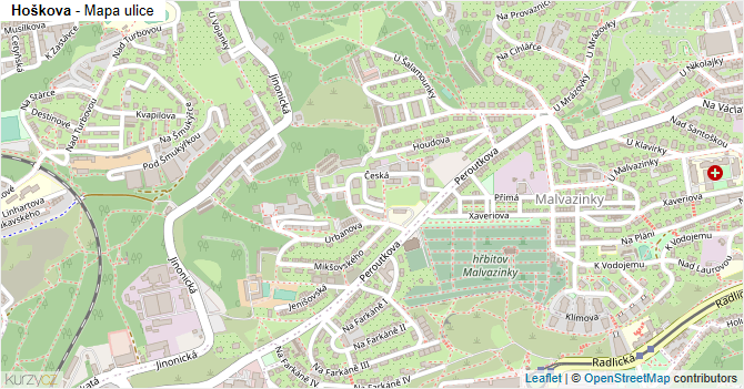 Hoškova - mapa ulice