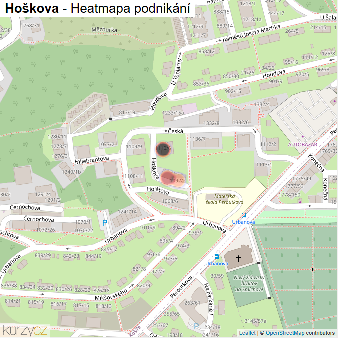 Mapa Hoškova - Firmy v ulici.