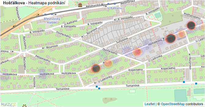 Hošťálkova - mapa podnikání