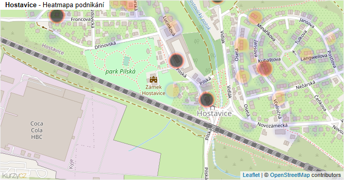 Hostavice - mapa podnikání