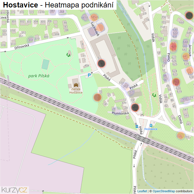 Mapa Hostavice - Firmy v části obce.