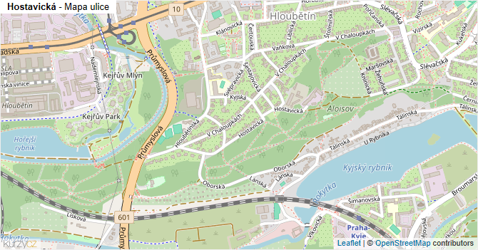Hostavická - mapa ulice