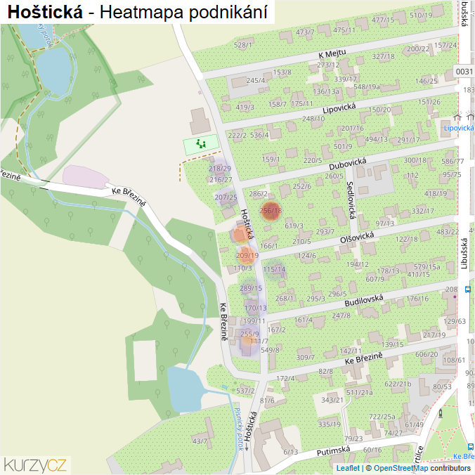 Mapa Hoštická - Firmy v ulici.