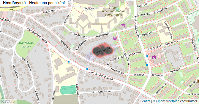 Hostišovská - mapa podnikání