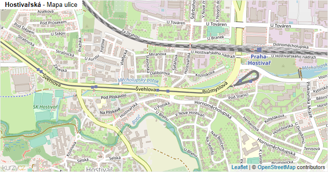 Hostivařská - mapa ulice