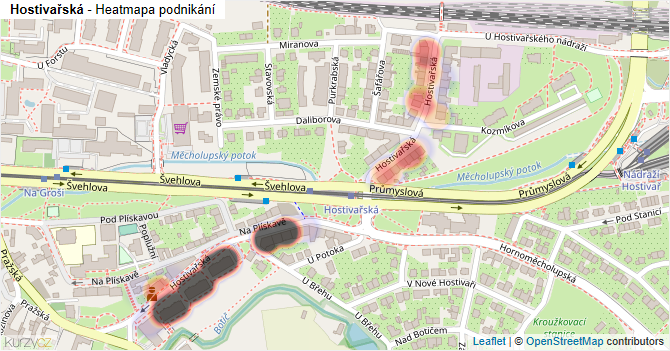 Hostivařská - mapa podnikání