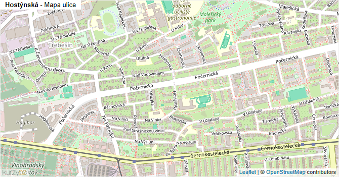 Hostýnská - mapa ulice