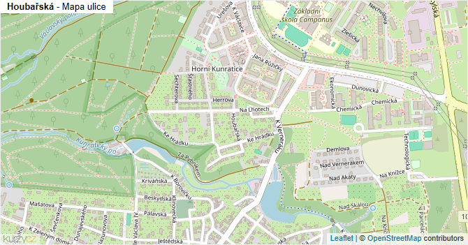 Houbařská - mapa ulice