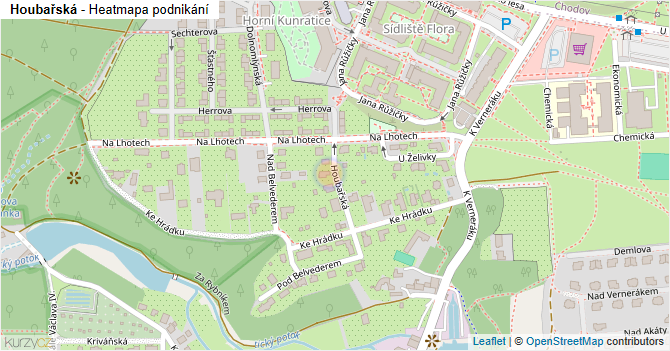 Houbařská - mapa podnikání