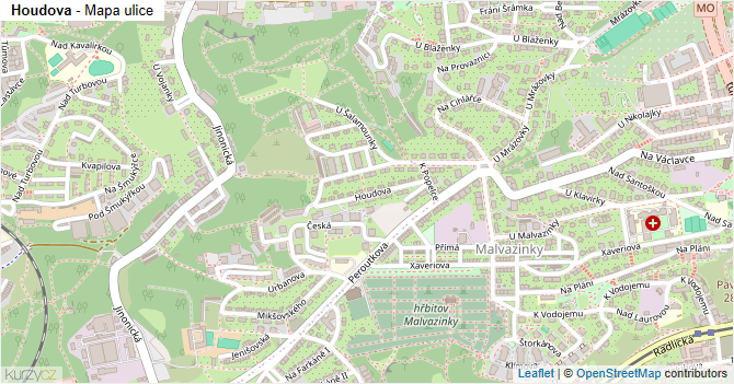 Houdova - mapa ulice