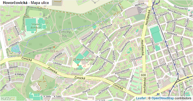 Hovorčovická - mapa ulice