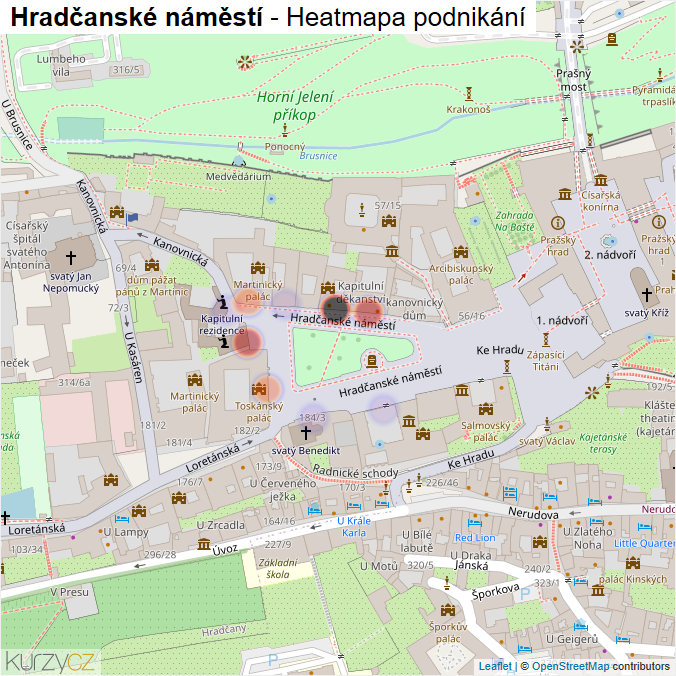 Mapa Hradčanské náměstí - Firmy v ulici.