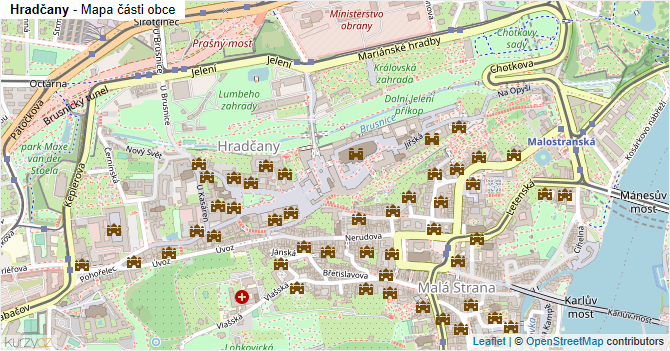 Hradčany - mapa části obce