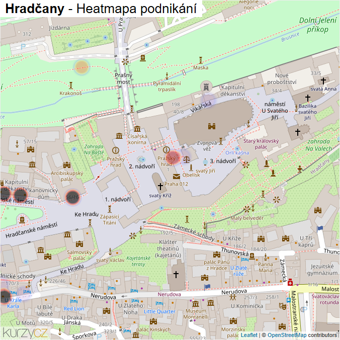 Mapa Hradčany - Firmy v části obce.