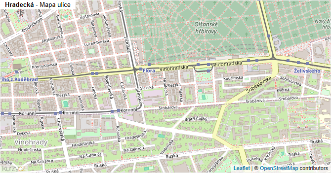 Hradecká - mapa ulice