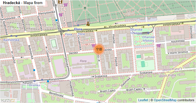 Hradecká - mapa firem