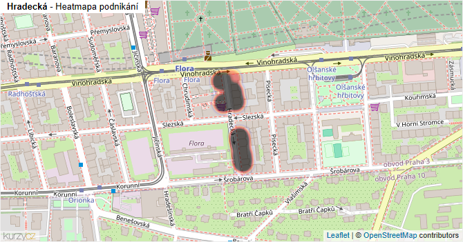 Hradecká - mapa podnikání
