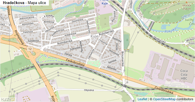 Hradečkova - mapa ulice