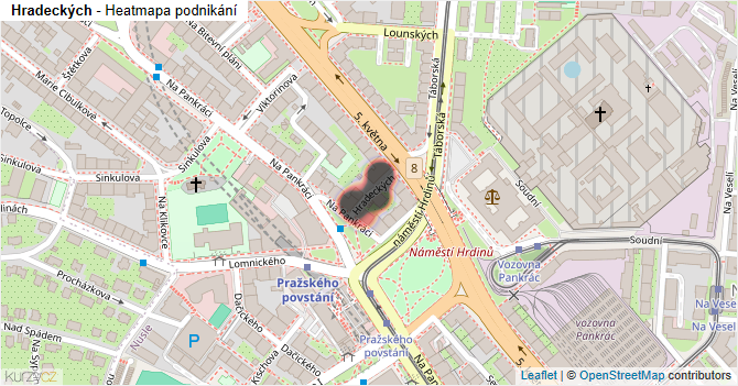 Hradeckých - mapa podnikání