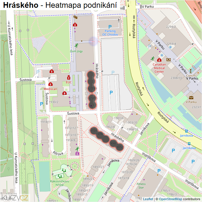 Mapa Hráského - Firmy v ulici.