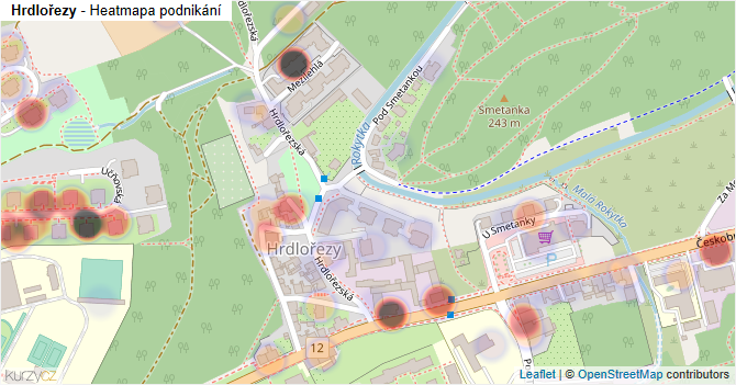 Hrdlořezy - mapa podnikání