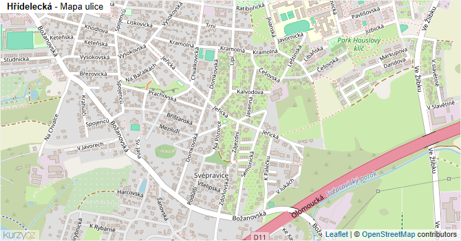 Hřídelecká - mapa ulice