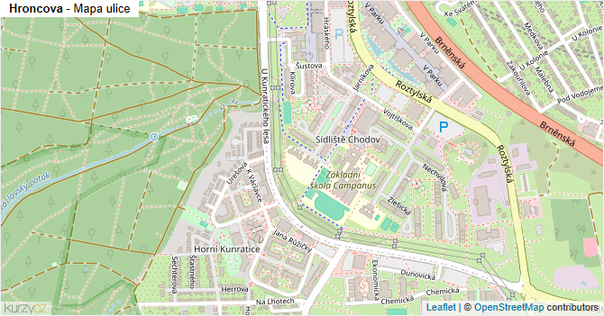 Hroncova - mapa ulice