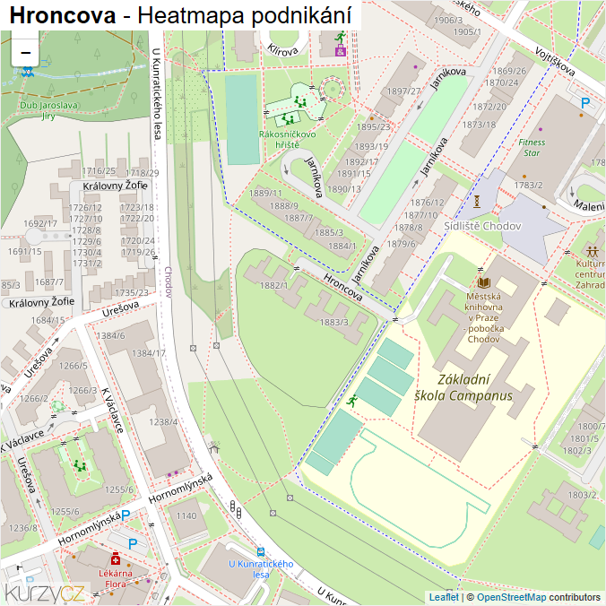 Mapa Hroncova - Firmy v ulici.