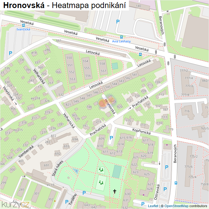 Mapa Hronovská - Firmy v ulici.