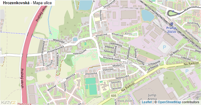 Hrozenkovská - mapa ulice