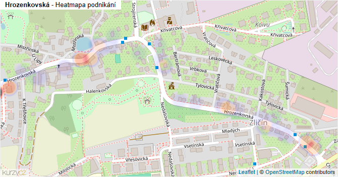 Hrozenkovská - mapa podnikání