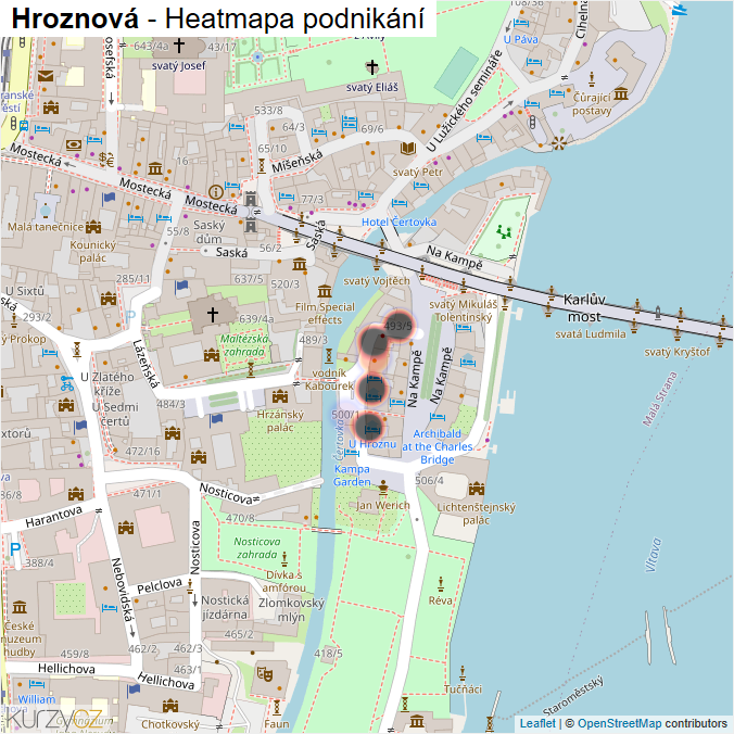 Mapa Hroznová - Firmy v ulici.