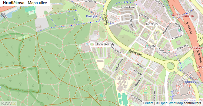 Hrudičkova - mapa ulice