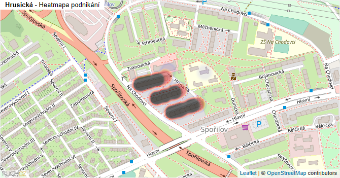 Hrusická - mapa podnikání