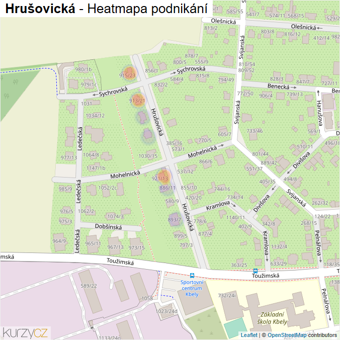 Mapa Hrušovická - Firmy v ulici.