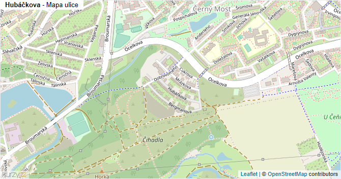 Hubáčkova - mapa ulice