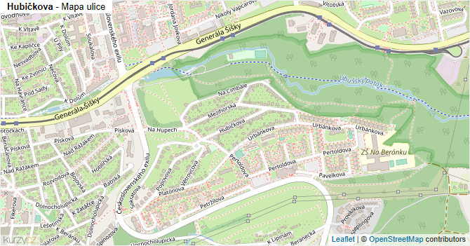Hubičkova - mapa ulice