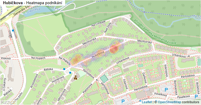 Hubičkova - mapa podnikání