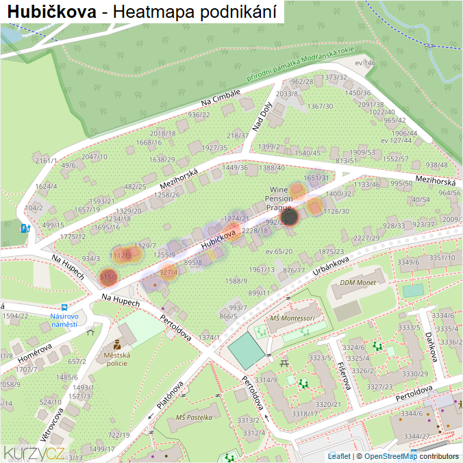Mapa Hubičkova - Firmy v ulici.