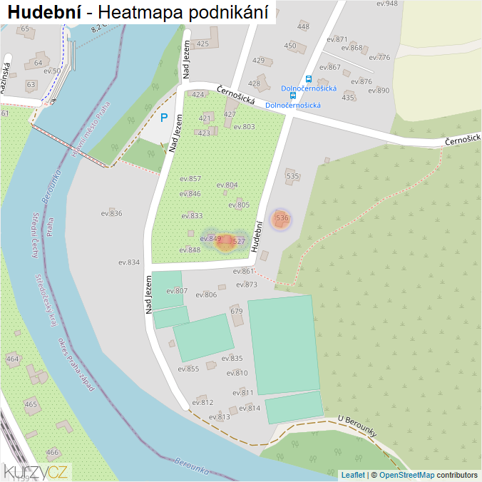 Mapa Hudební - Firmy v ulici.