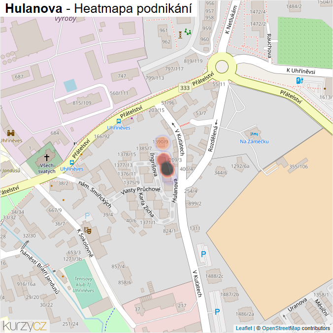 Mapa Hulanova - Firmy v ulici.
