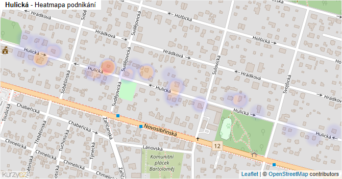 Hulická - mapa podnikání