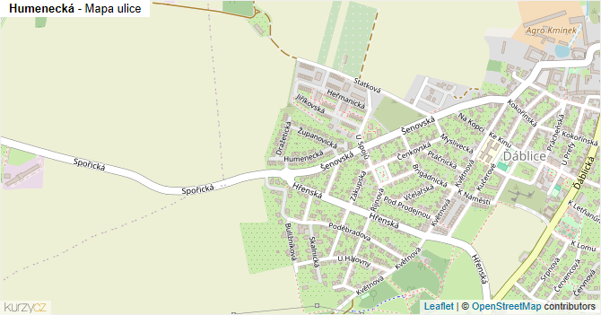 Humenecká - mapa ulice