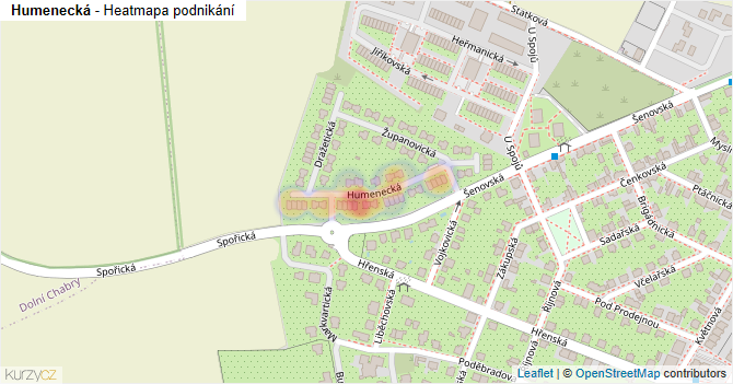 Humenecká - mapa podnikání