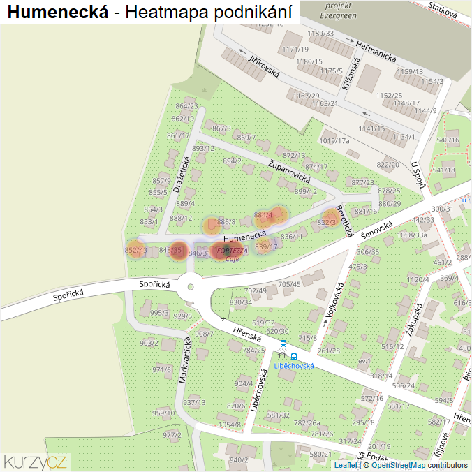 Mapa Humenecká - Firmy v ulici.