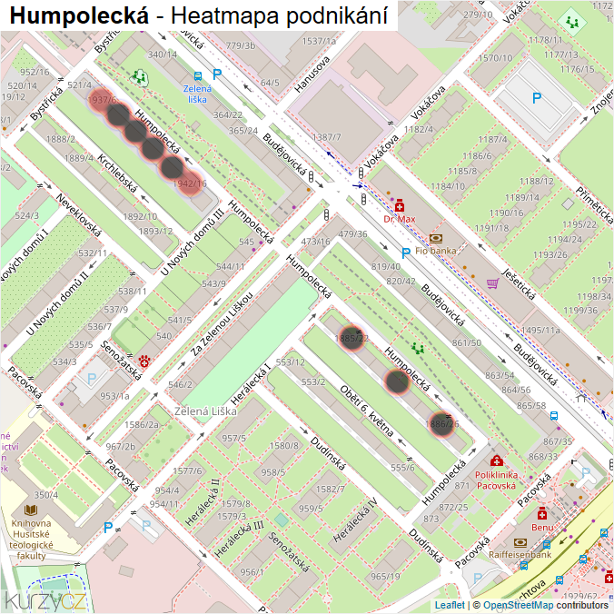 Mapa Humpolecká - Firmy v ulici.